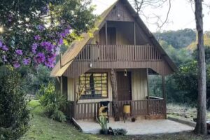 Chal&eacute; na Mata ao Lado do Rio